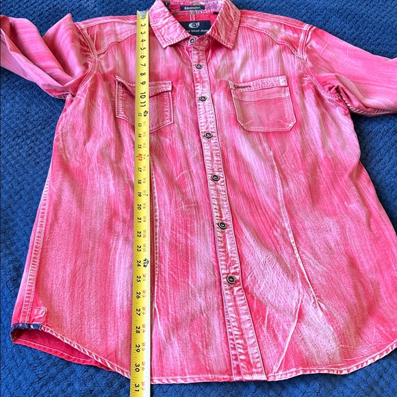 Men's Casual Red Button-Down Shirt - Picture 14 of 14